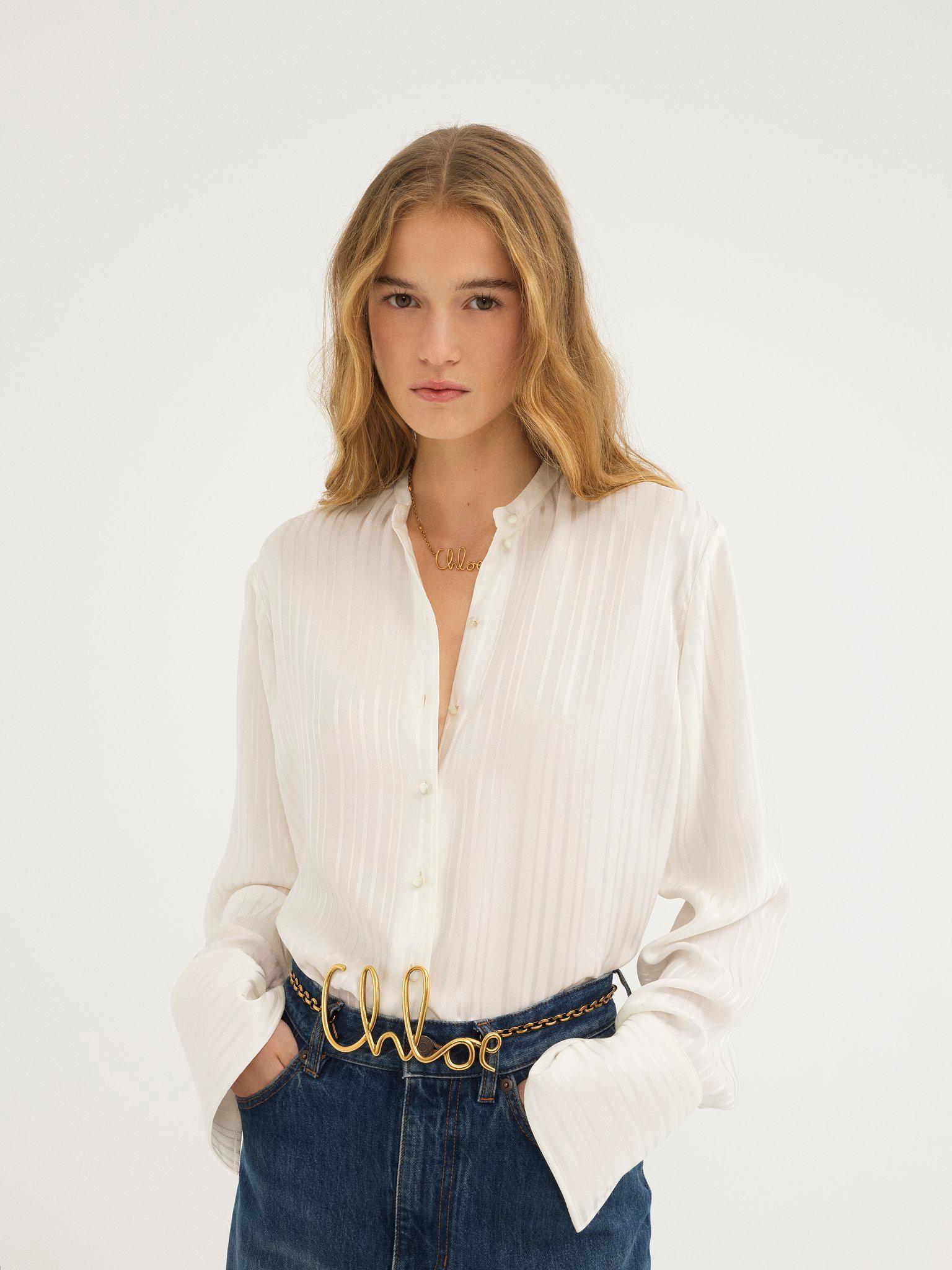 Oversized blouse in viscose & silk satin Product Image