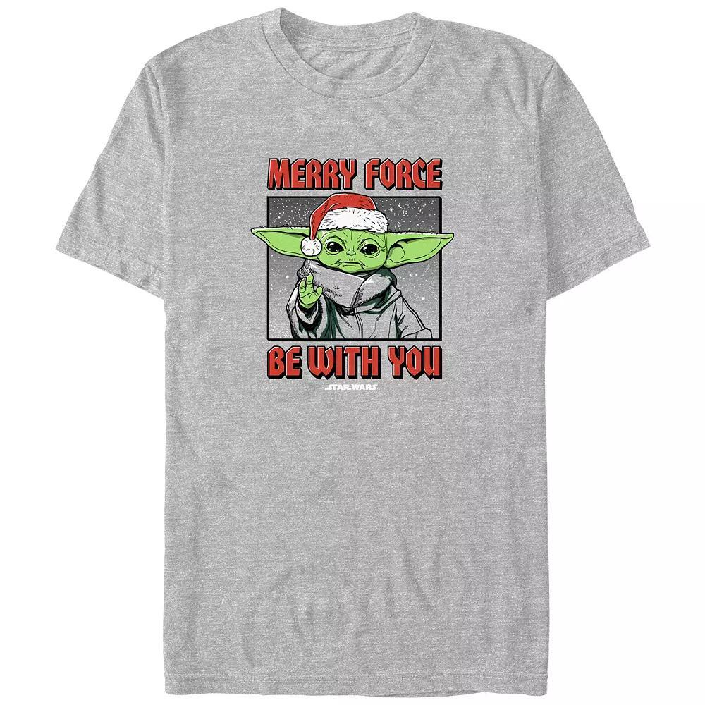 Big & Tall Star Wars The Mandalorian Grogu Merry Force Be With You Graphic Tee, Men's, Size: 4XL Tall, Athletic Grey Product Image