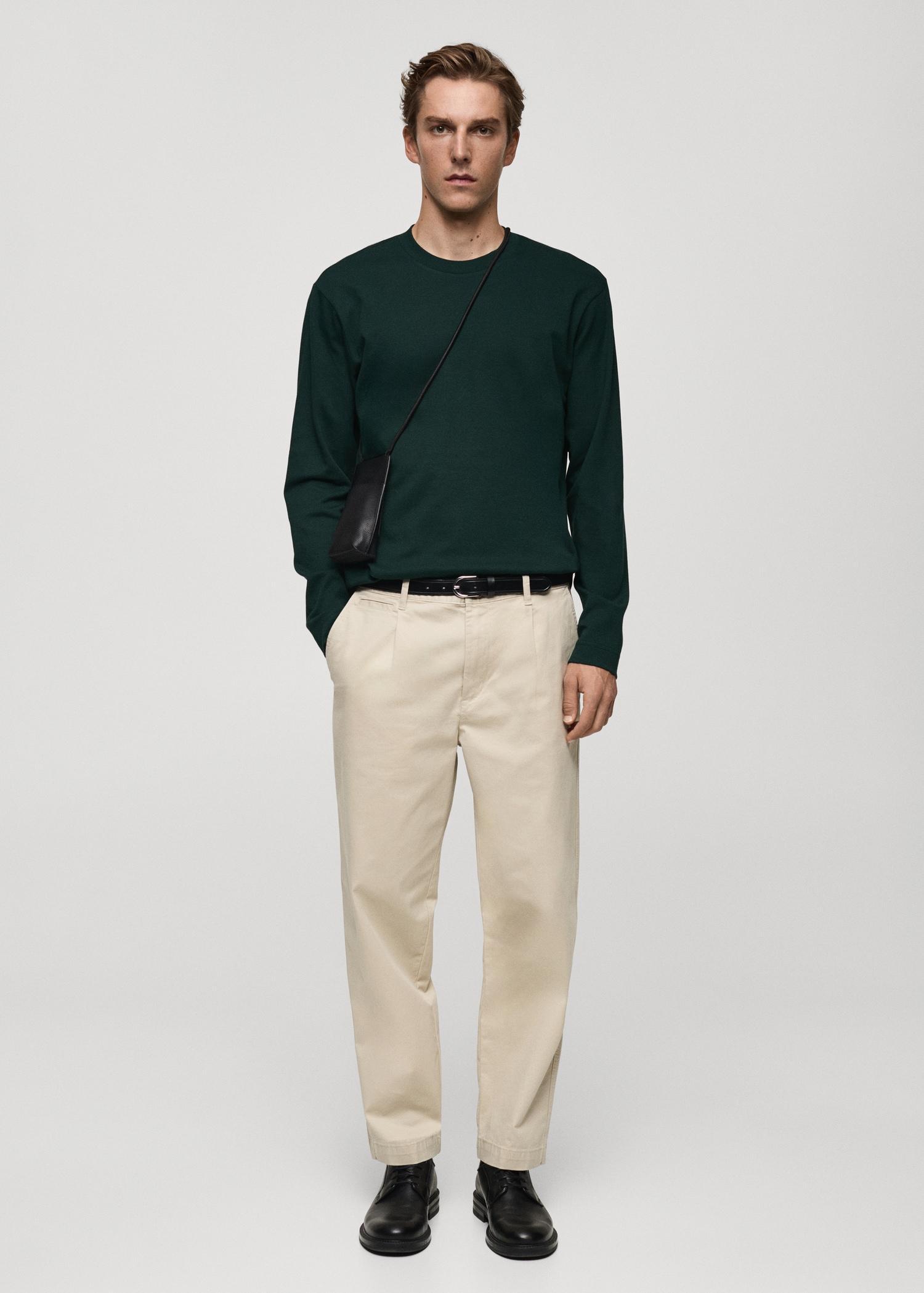 Long-sleeved regular-fit t-shirt - Men | MANGO USA Product Image