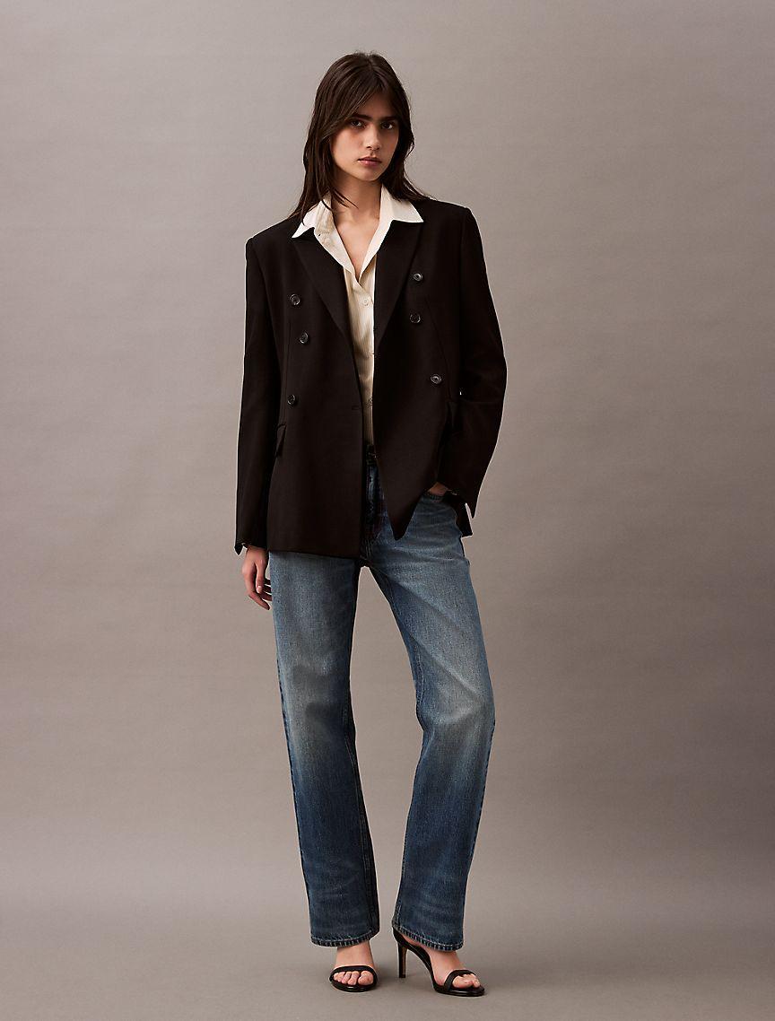 Slim Wool Gabardine Double-Breasted Blazer Product Image