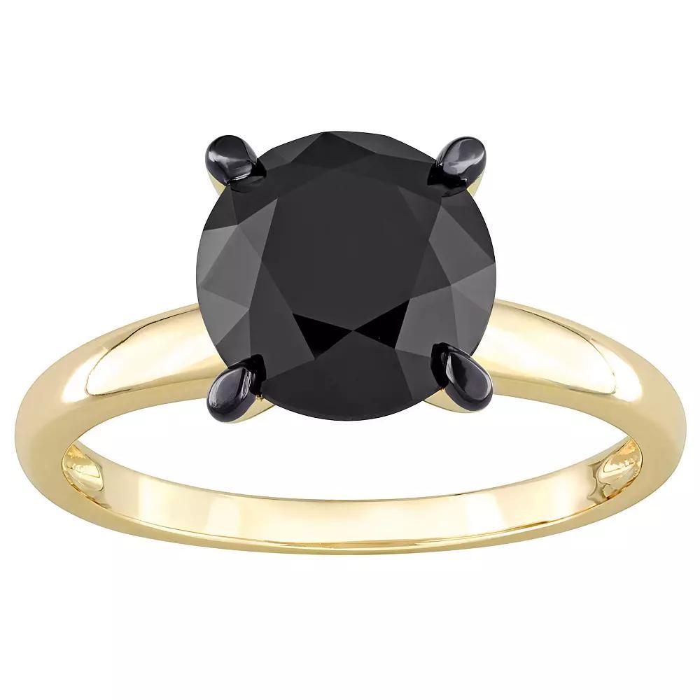 Stella Grace 14k Gold 3 Carat T.W. Round Black Diamond Solitaire Engagement Ring, Women's, Size: 7.50 Product Image