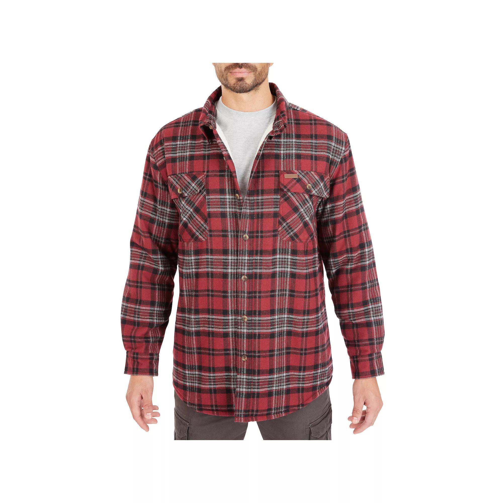 Big & Tall Smith's Workwear Sherpa-Lined Flannel Shirt Jacket, Men's, Size: 3XB, Red Product Image