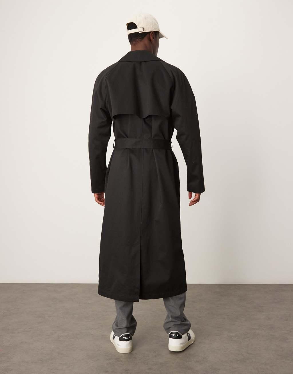 ASOS DESIGN oversized trench coat in black Product Image