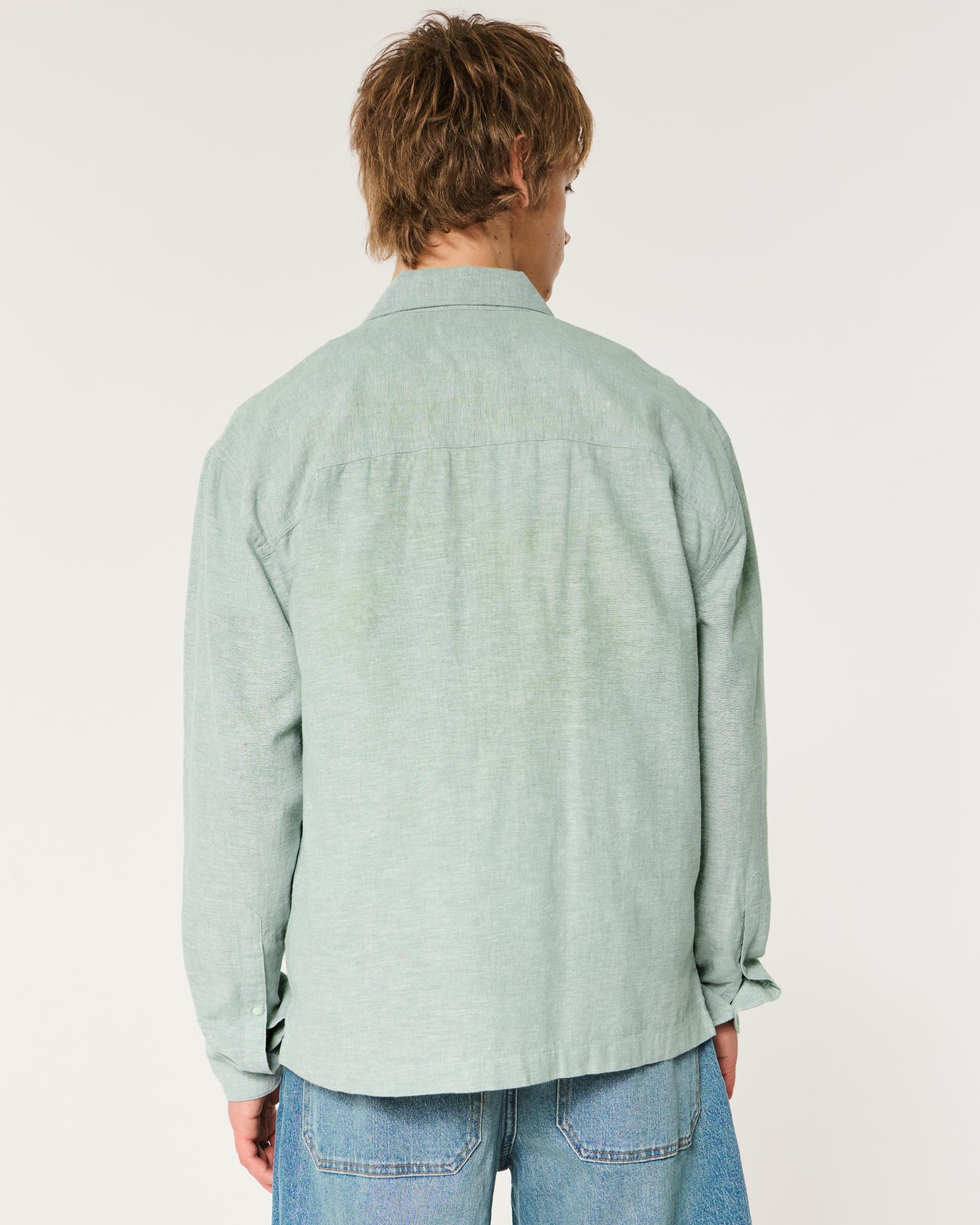 Linen-Blend Button-Through Shirt Product Image