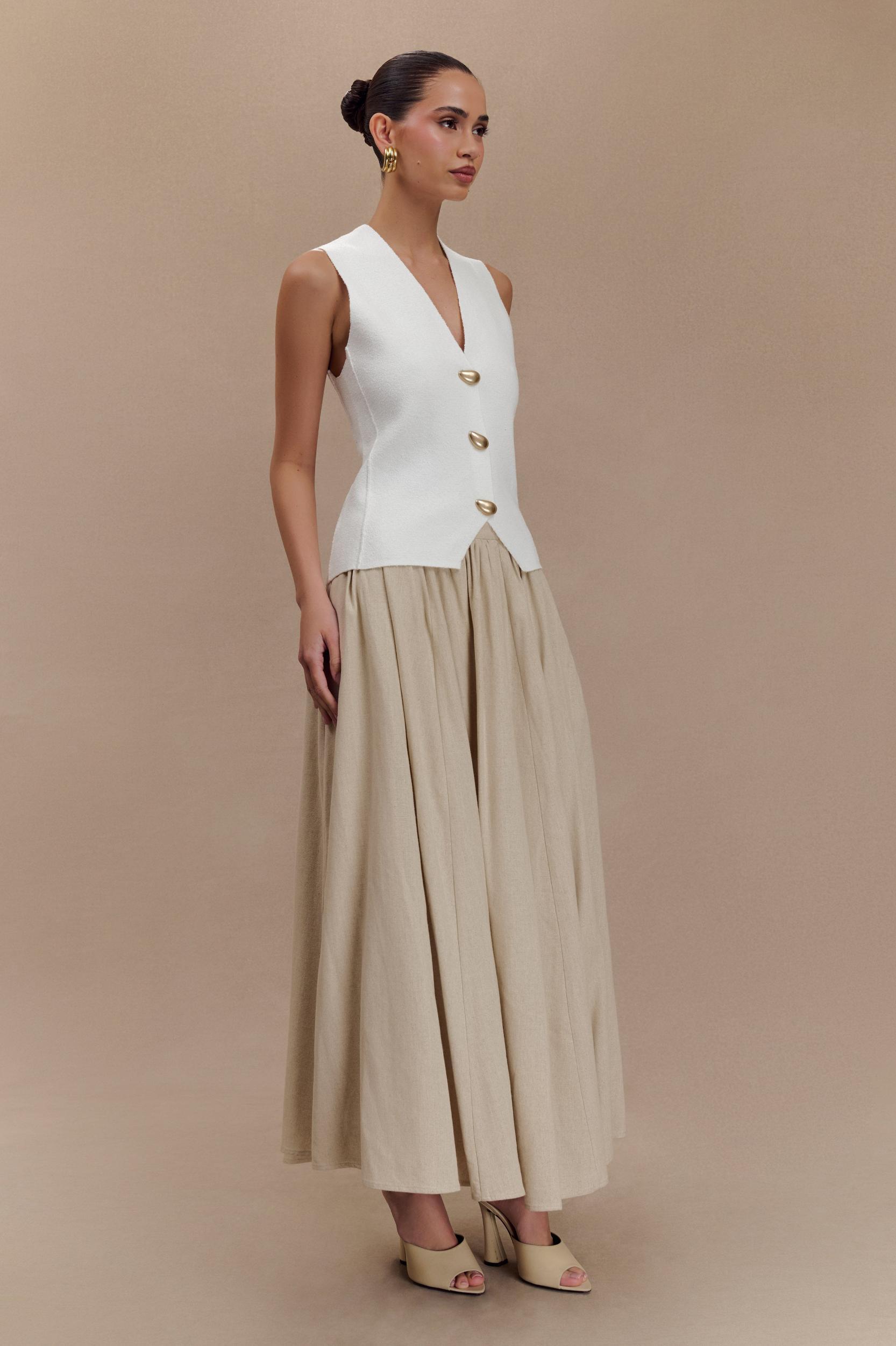 Clarence Linen A-Line Maxi Skirt - Natural Product Image