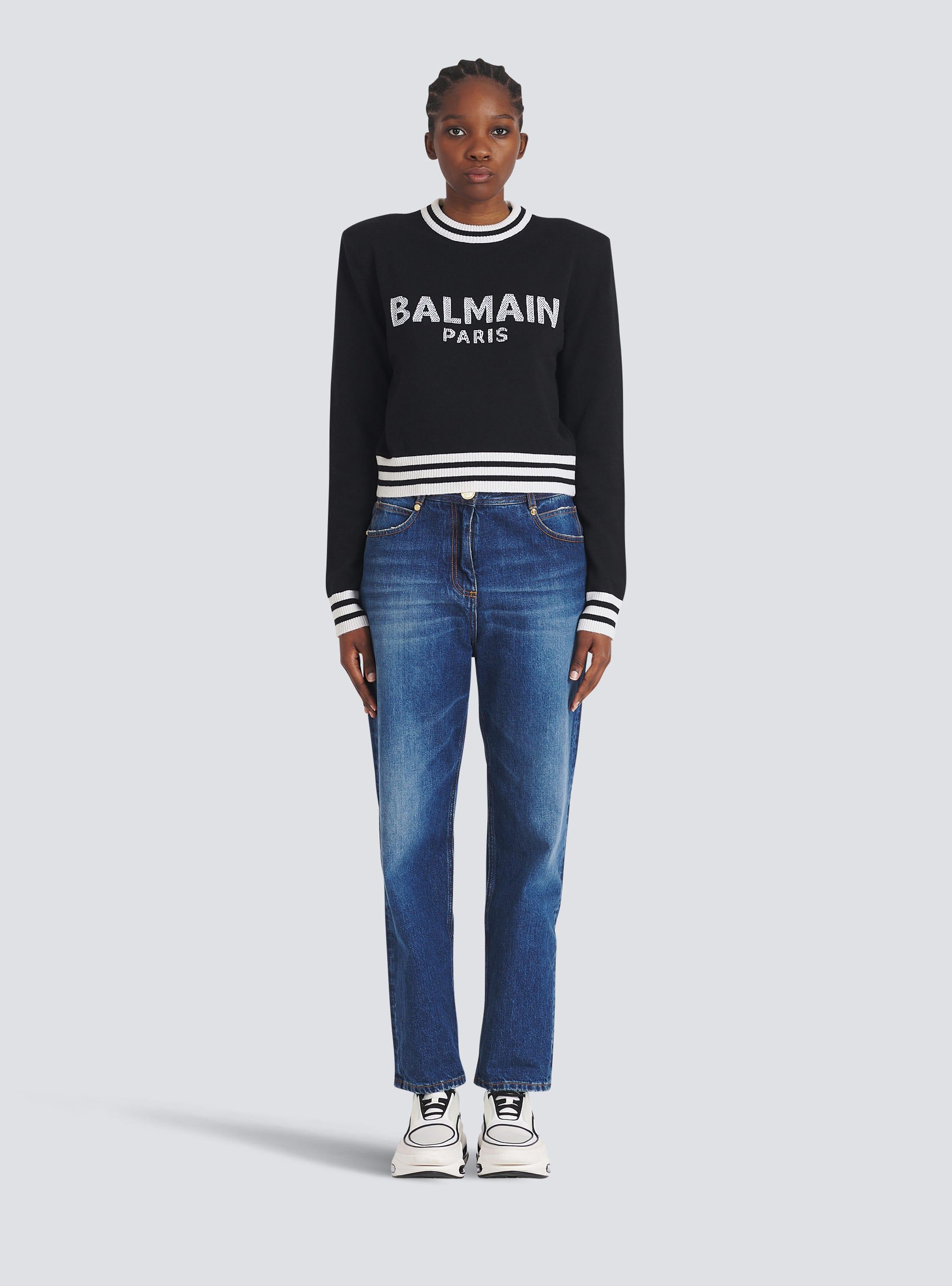 Cropped wool sweatshirt with Balmain logo Product Image