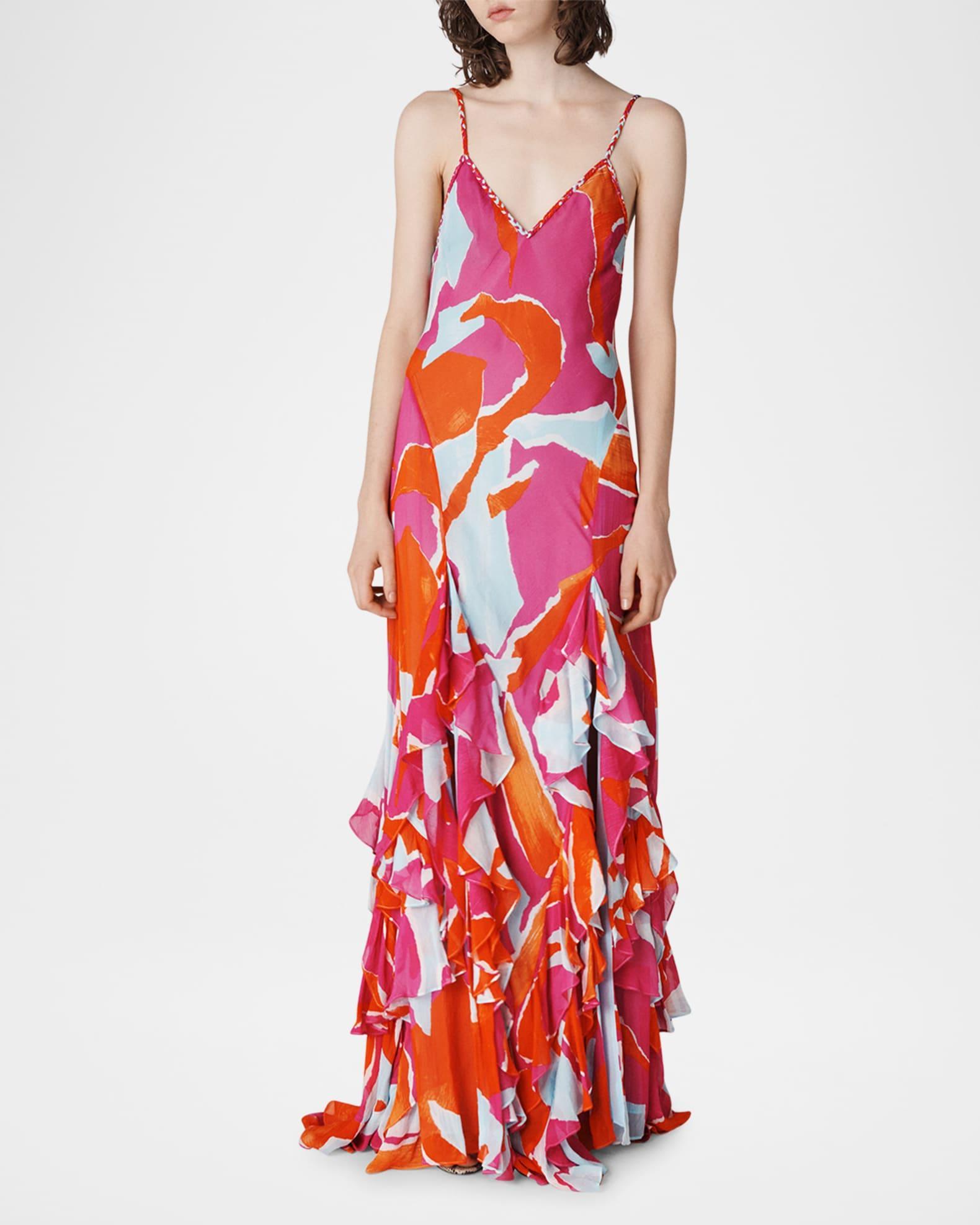 Stella Abstract-Print Ruffle Maxi Dress Product Image