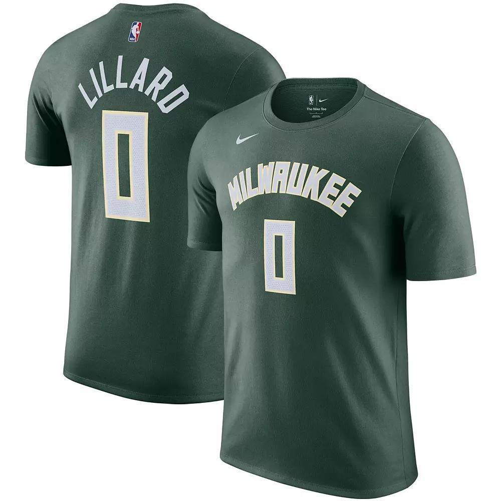 Men's Nike Damian Lillard Hunter Green Milwaukee Bucks Name & Number T-Shirt, Size: 3XL, Team Product Image