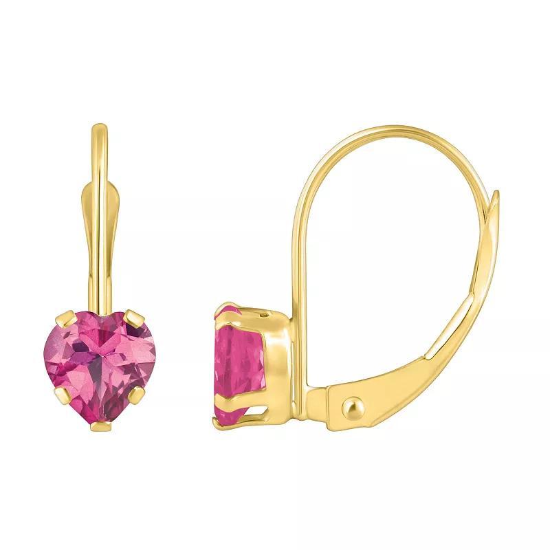 Celebration Gems 10k Gold Heart Shape Pink Topaz Leverback Earrings, Womens, 10k White Gold Product Image