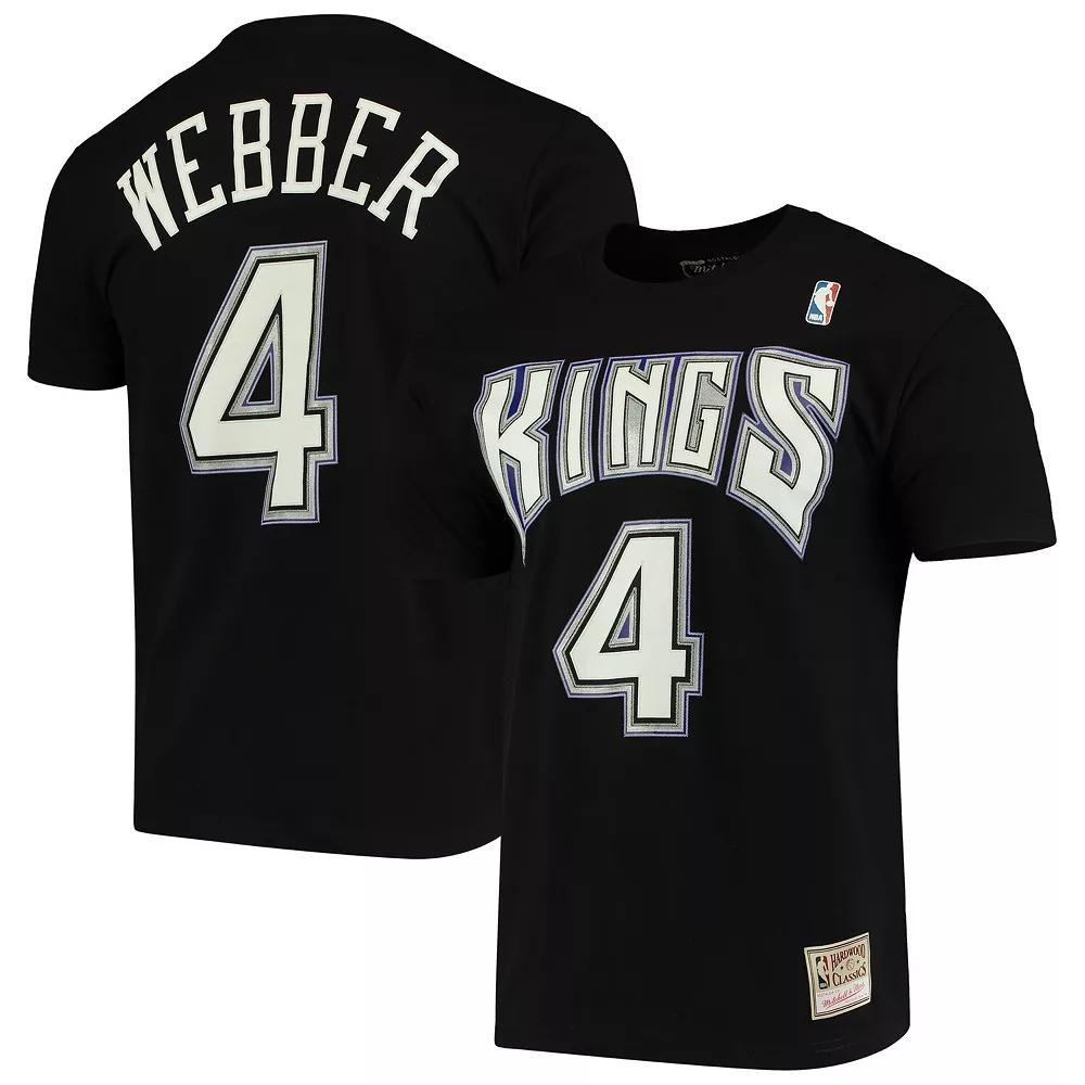 Men's Mitchell & Ness Chris Webber Black Sacramento Kings Hardwood Classics Name & Number Team T-Shirt, Size: Small, Kng Black Product Image