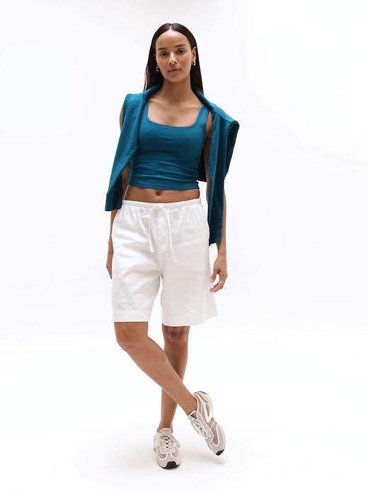 Signature Rib Square Neck Crop Tank Product Image