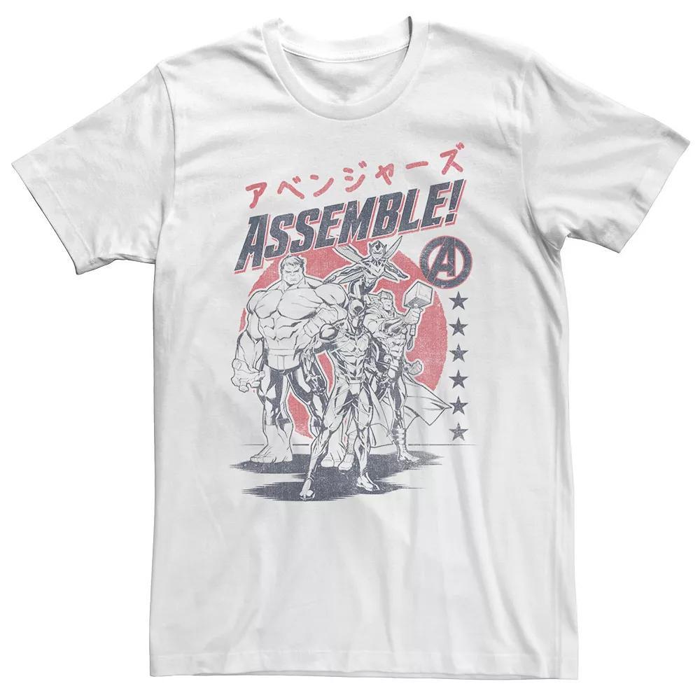 Big & Tall Marvel Avengers Assemble Kanji Group Shot Tee, Men's, Size: XXL Tall, White Product Image