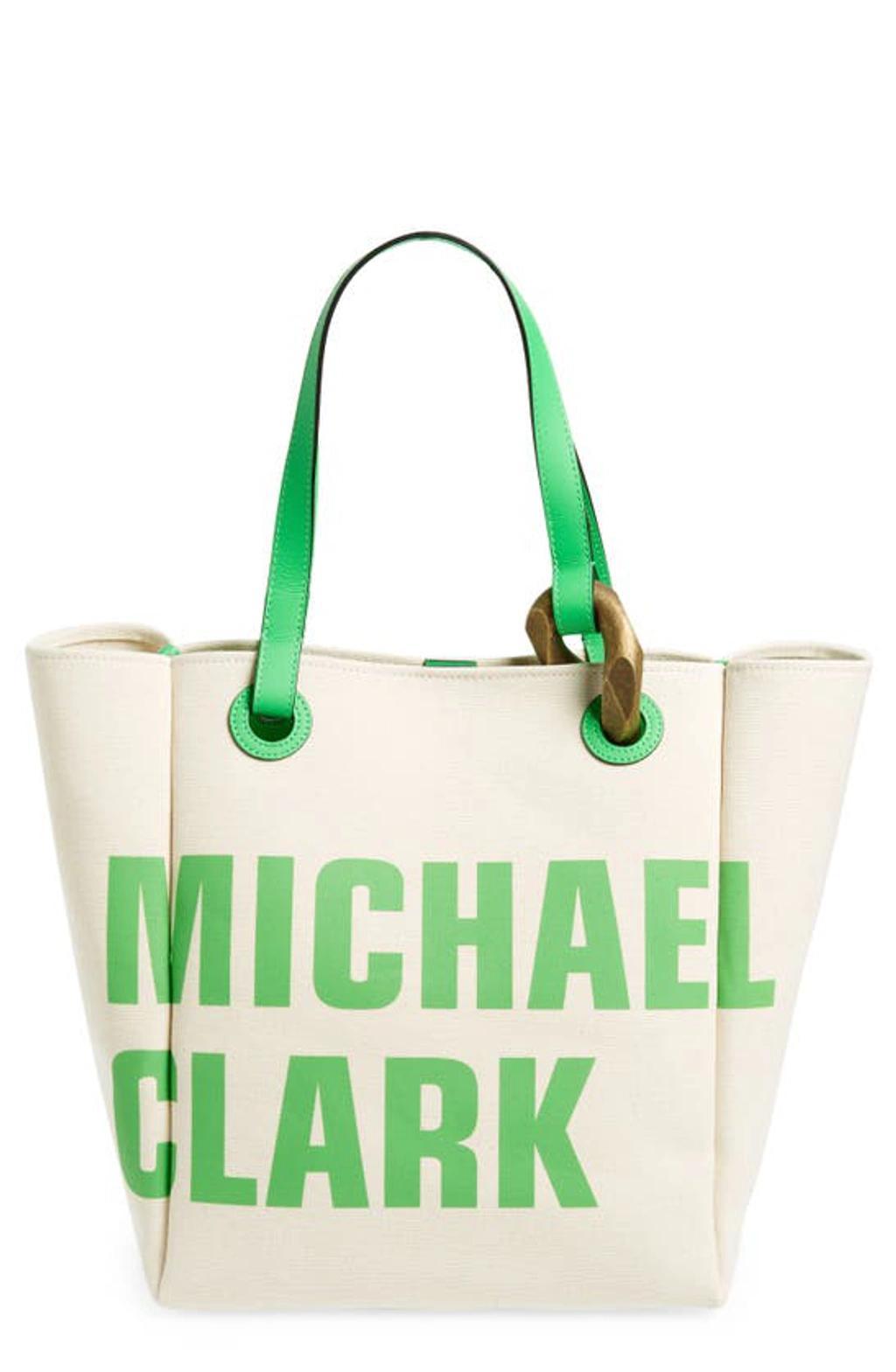 JW ANDERSON Michael Clark Tote Bag In White/ Green Product Image