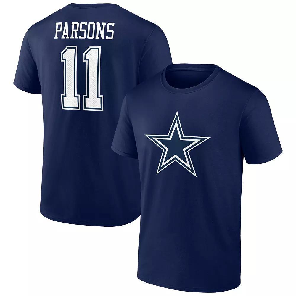 Men's Fanatics Branded Micah Parsons Navy Dallas Cowboys Player Icon Name & Number T-Shirt, Size: Medium, Blue Product Image