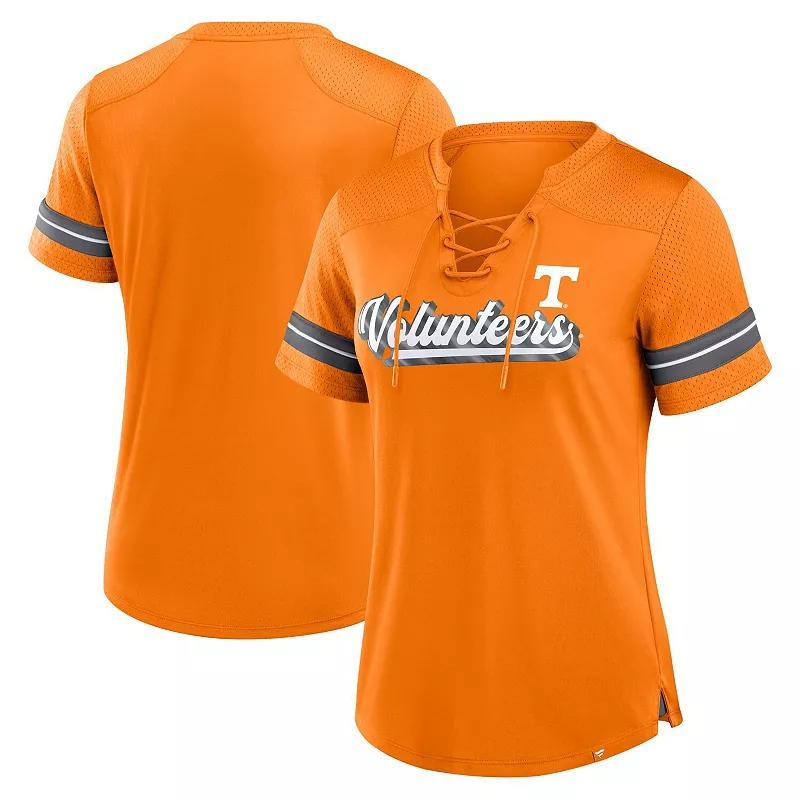 Women's Fanatics Tennessee Orange Tennessee Volunteers Fundamental Overtime Readiness Athena Lace-Up V-Neck T-Shirt,  Product Image
