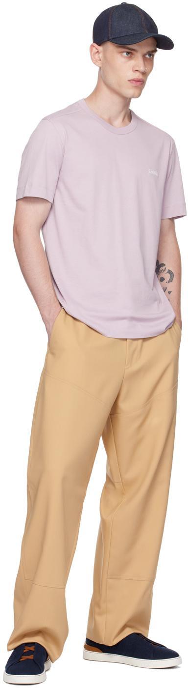 ZEGNA Spliced Wool Casual Pants In Nude Product Image