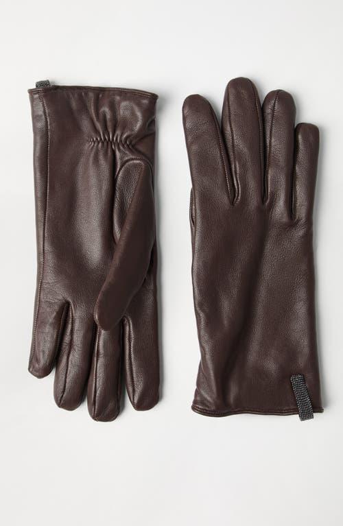 BRUNELLO CUCINELLI Leather Gloves In Chocolate Product Image