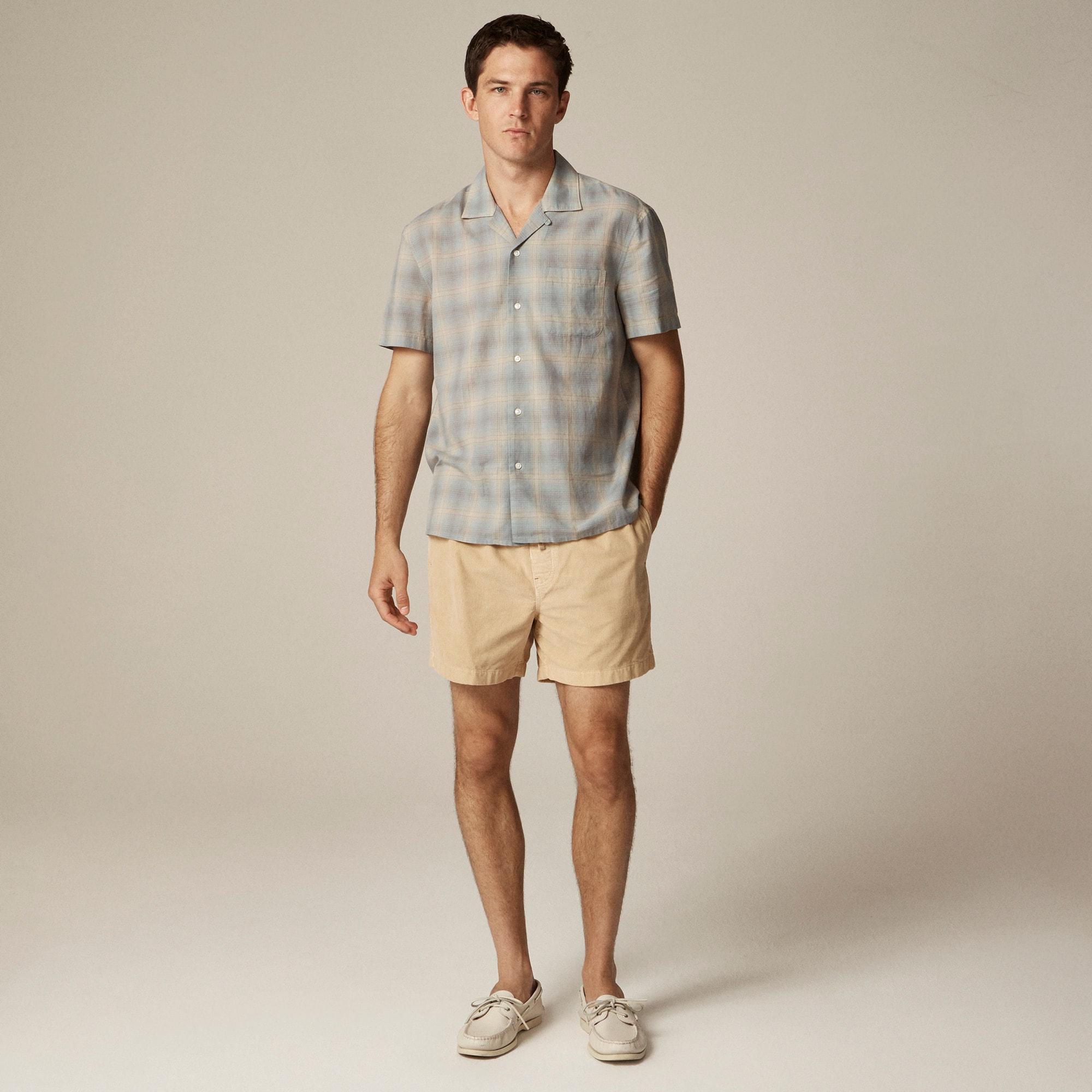 Short-sleeve cotton gauze camp-collar shirt Product Image