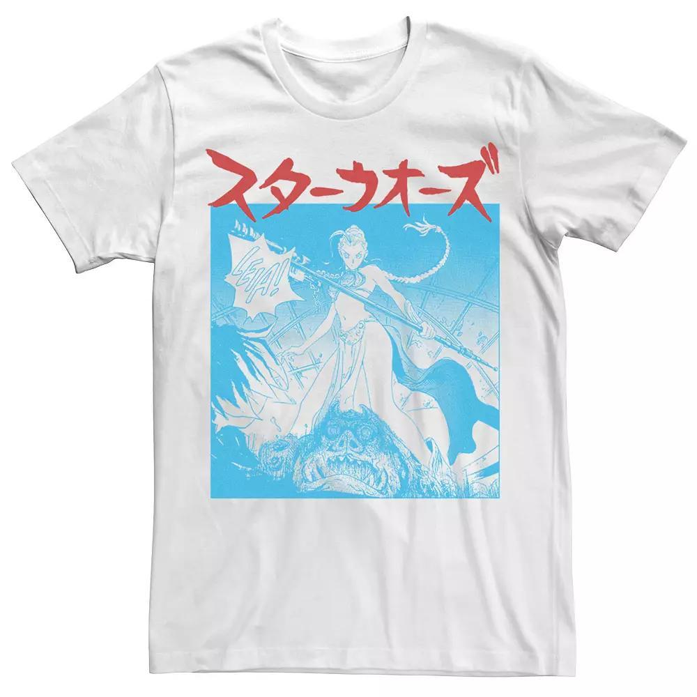 Men's Star Wars Princess Leia Kanji Blue Comic Tee,  Product Image