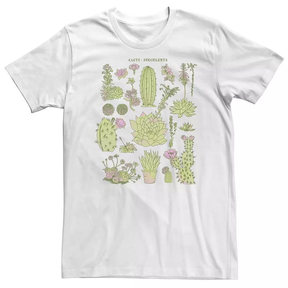 Big & Tall Trendy Sketch Cacti Succulents Collage Tee, Men's, Size: XXL Tall, White Product Image