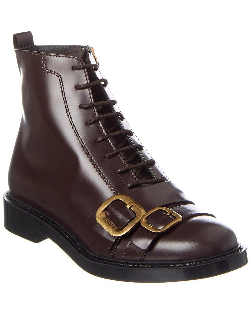 TOD'S Lace-up Leather Boot In Brown Product Image