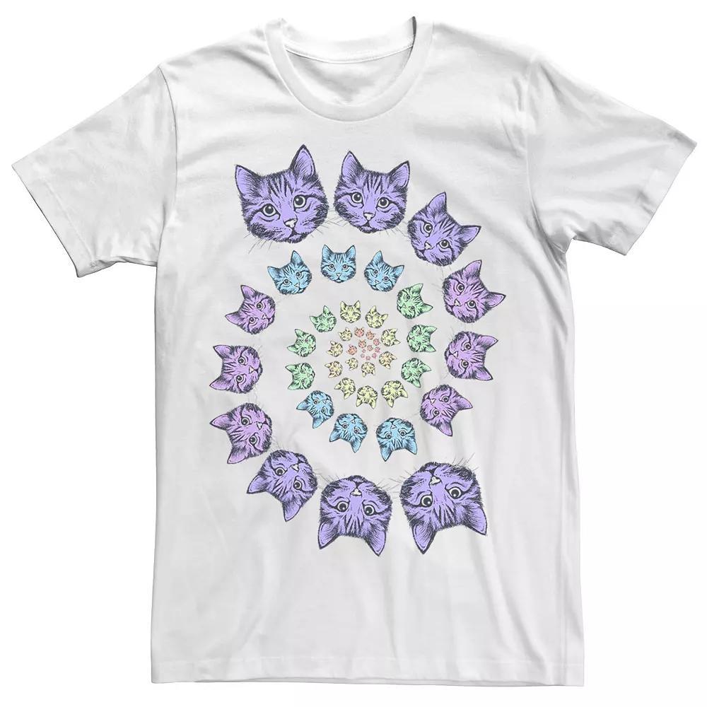 Men's Colorful Cat Spirals Tee, Size: XXL, White Product Image