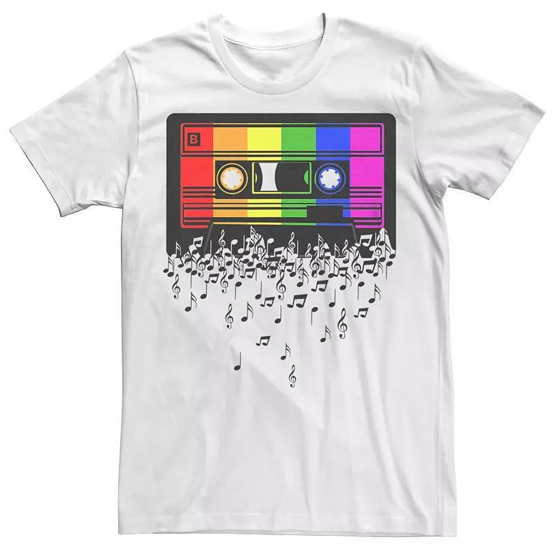 Men's Pride Rainbow Flag Music Note Cassette Graphic Tee, Size: XL, Natural Product Image