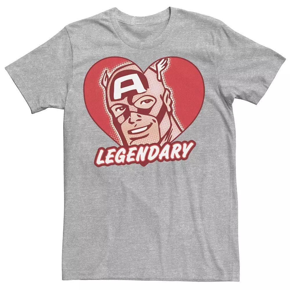 Men's Marvel Captain America Legendary Heart Short Sleeve Tee,  Product Image
