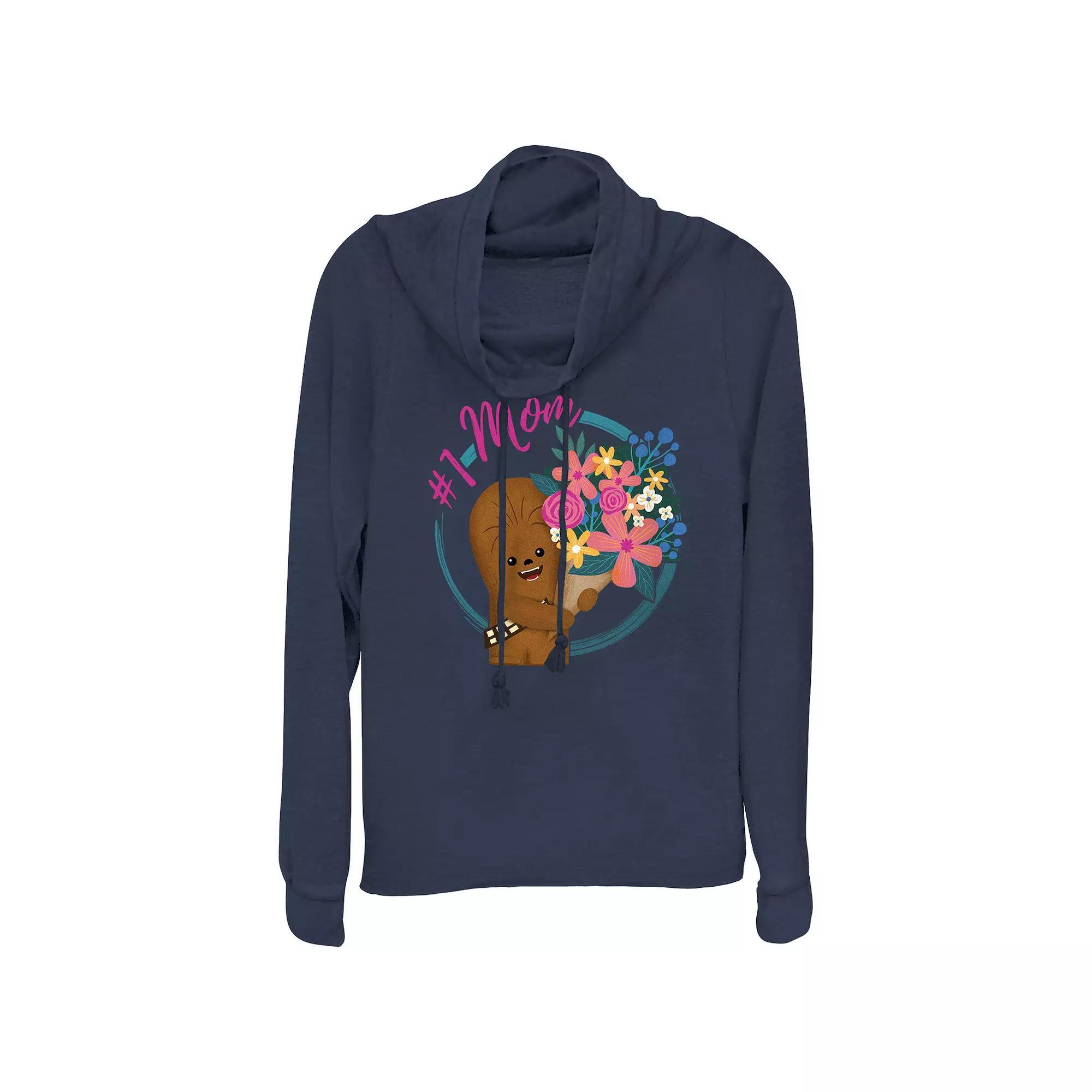 Women's Star Wars #1 Mom Cowlneck Graphic Lightweight Long Sleeve, Size: XS, Blue Product Image