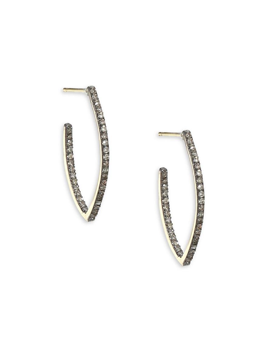 Womens Diamond Hoop Earrings Product Image