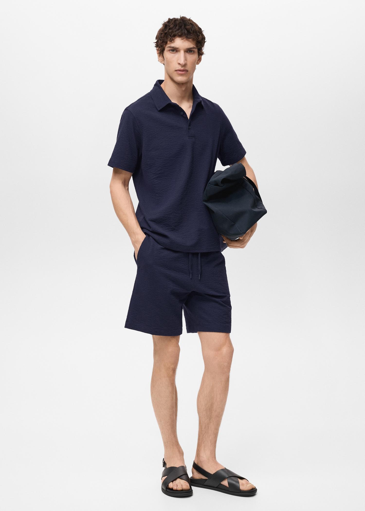 Seersucker shorts with drawstring - Men | MANGO USA Product Image