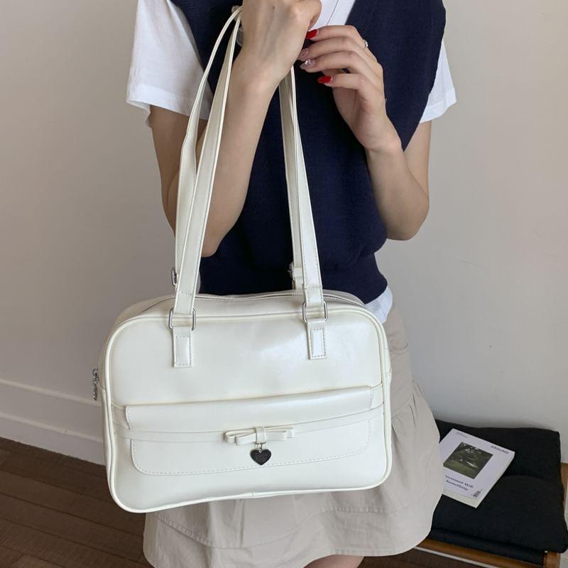 Plain Faux Leather Zip Backpack Product Image