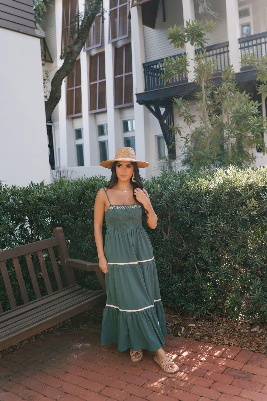 Teal Smocked Cami Maxi Dress Product Image