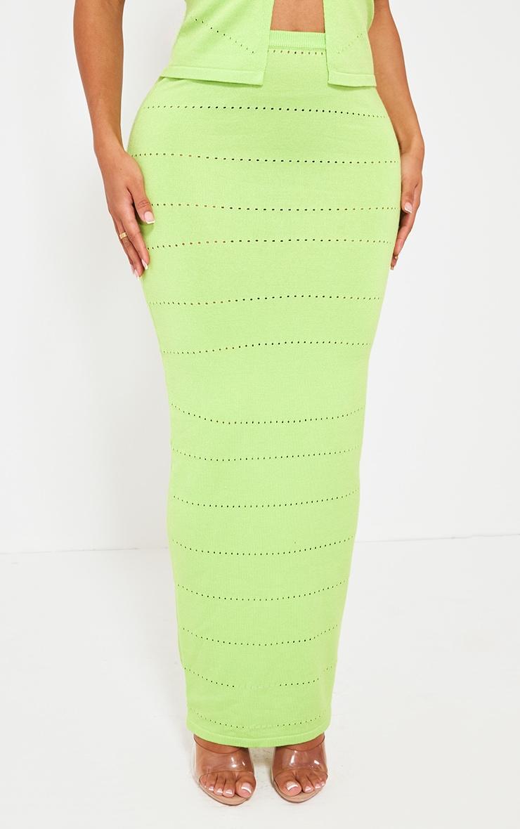 Shape Lime Knit Low Rise Maxi Skirt Product Image