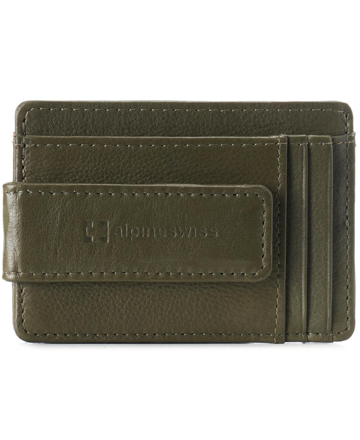 Alpine Swiss Mens Rfid Safe Magnetic Money Clip Wallet Slim Front Pocket Wallet - Olive Product Image