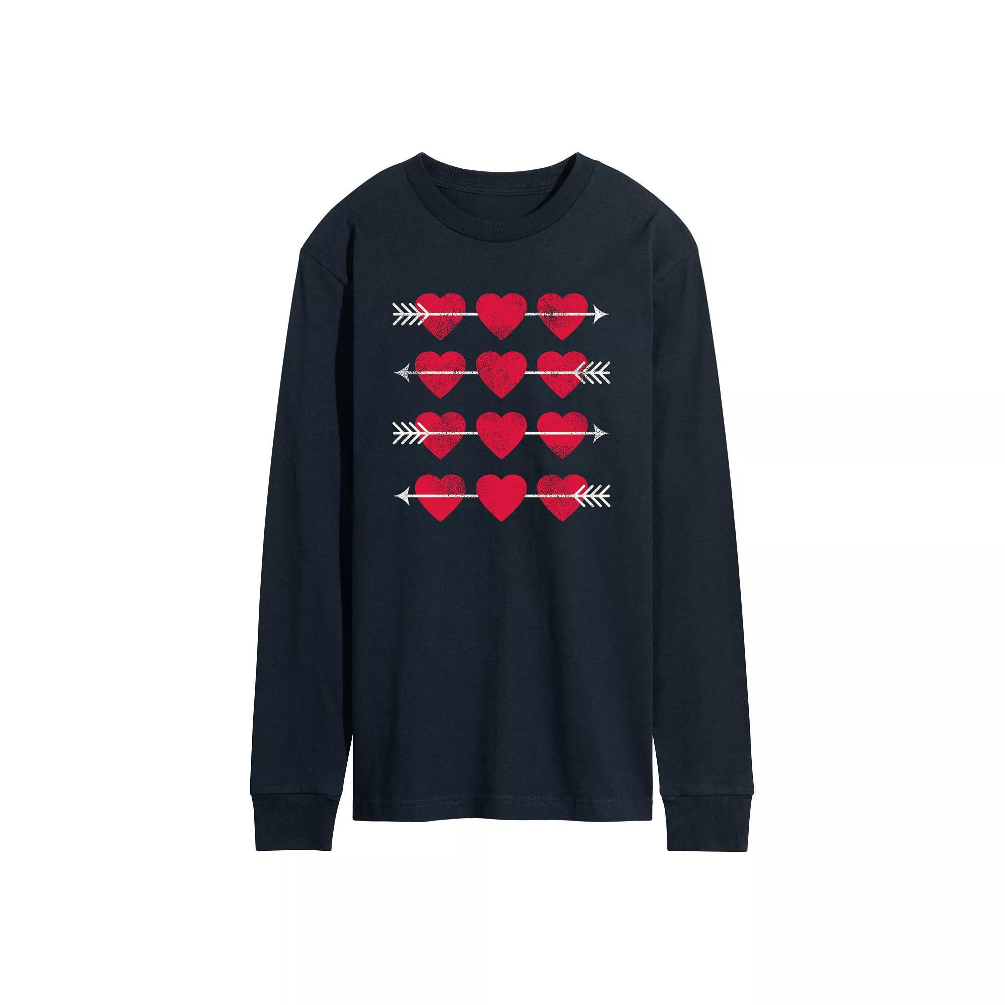 Men's Hearts Arrow Grid Long Sleeve Tee, Size: Medium, Blue Product Image