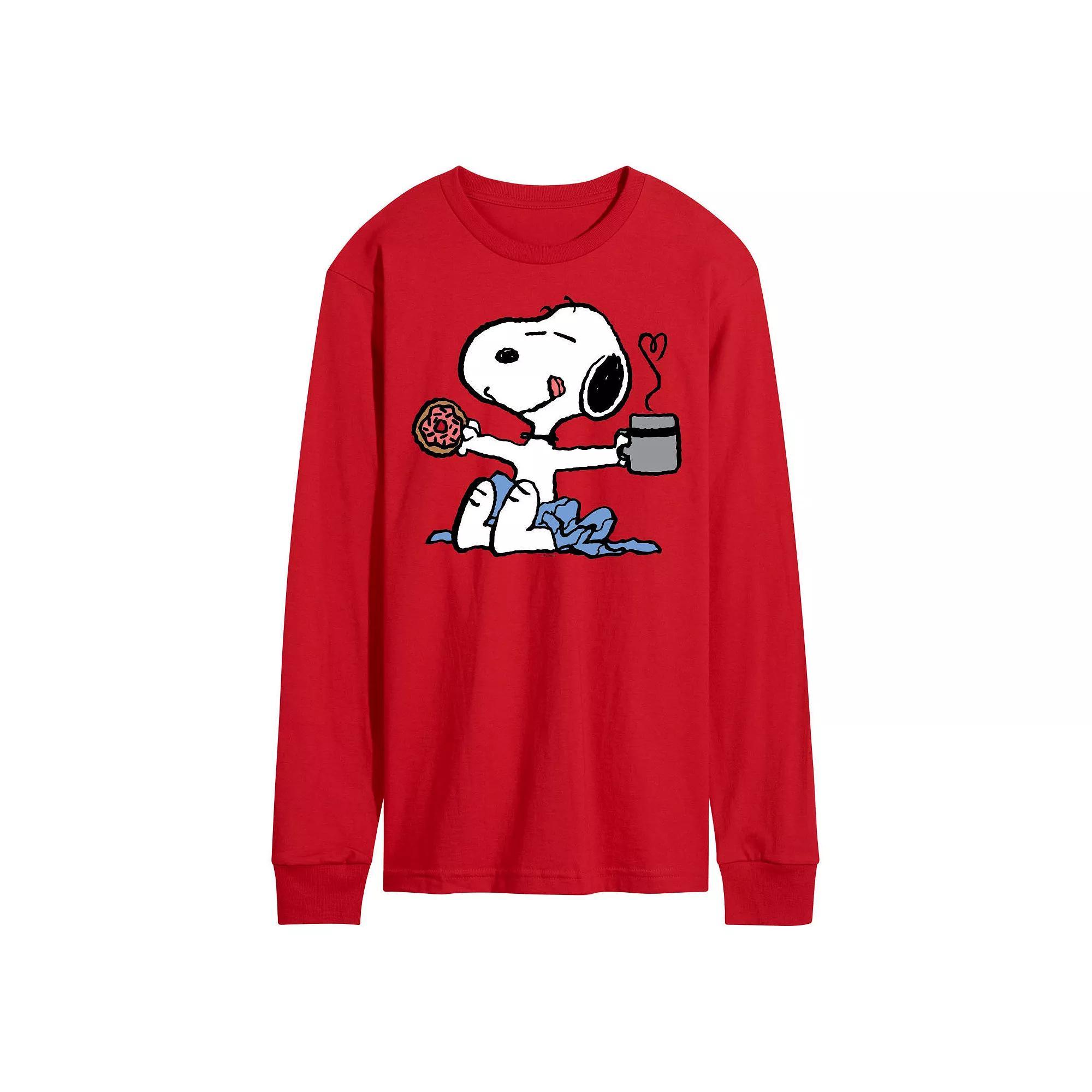 Men's Peanuts Snoopy Donut Coffee Long Sleeve,  Product Image