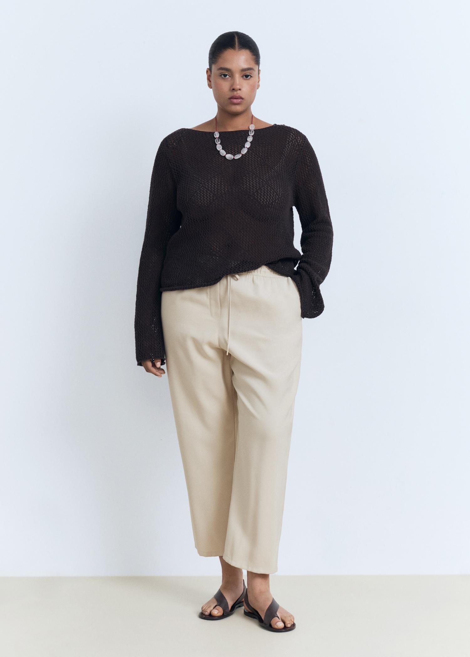 Drawstring flowy pants - Women | MANGO USA Product Image