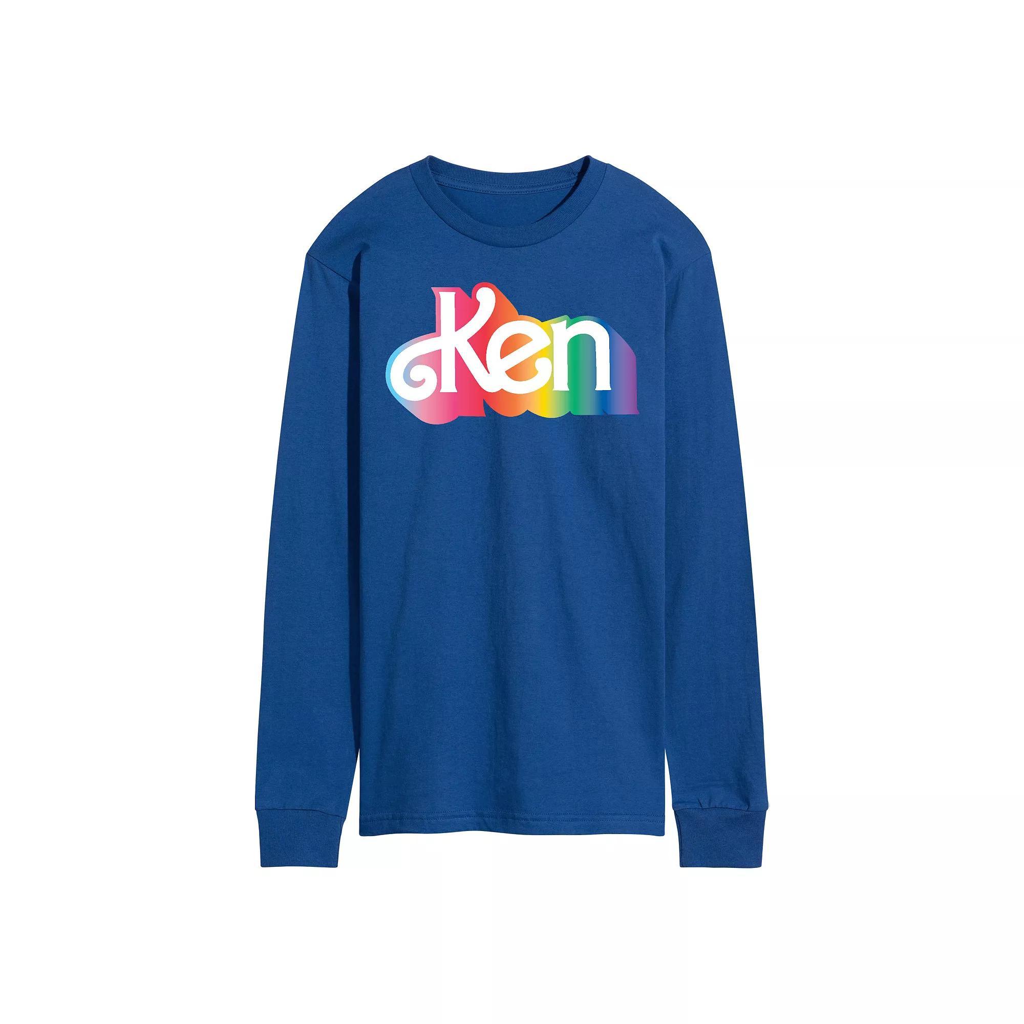 Men's Barbie Ken Logo Long Sleeve Graphic Tee, Size: Large, Blue Product Image