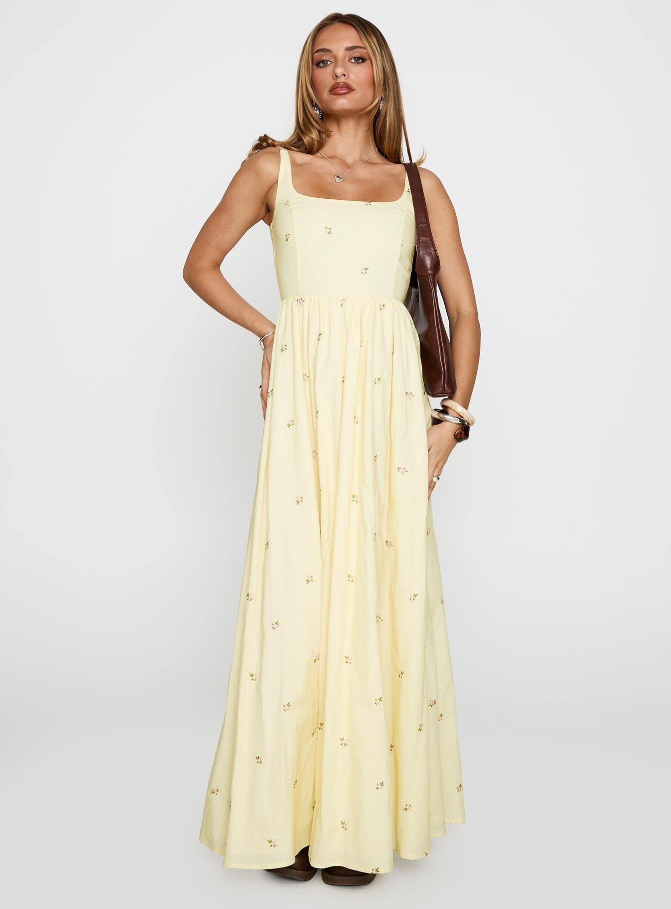 Cartmel Embroidered Maxi Dress Cream Product Image