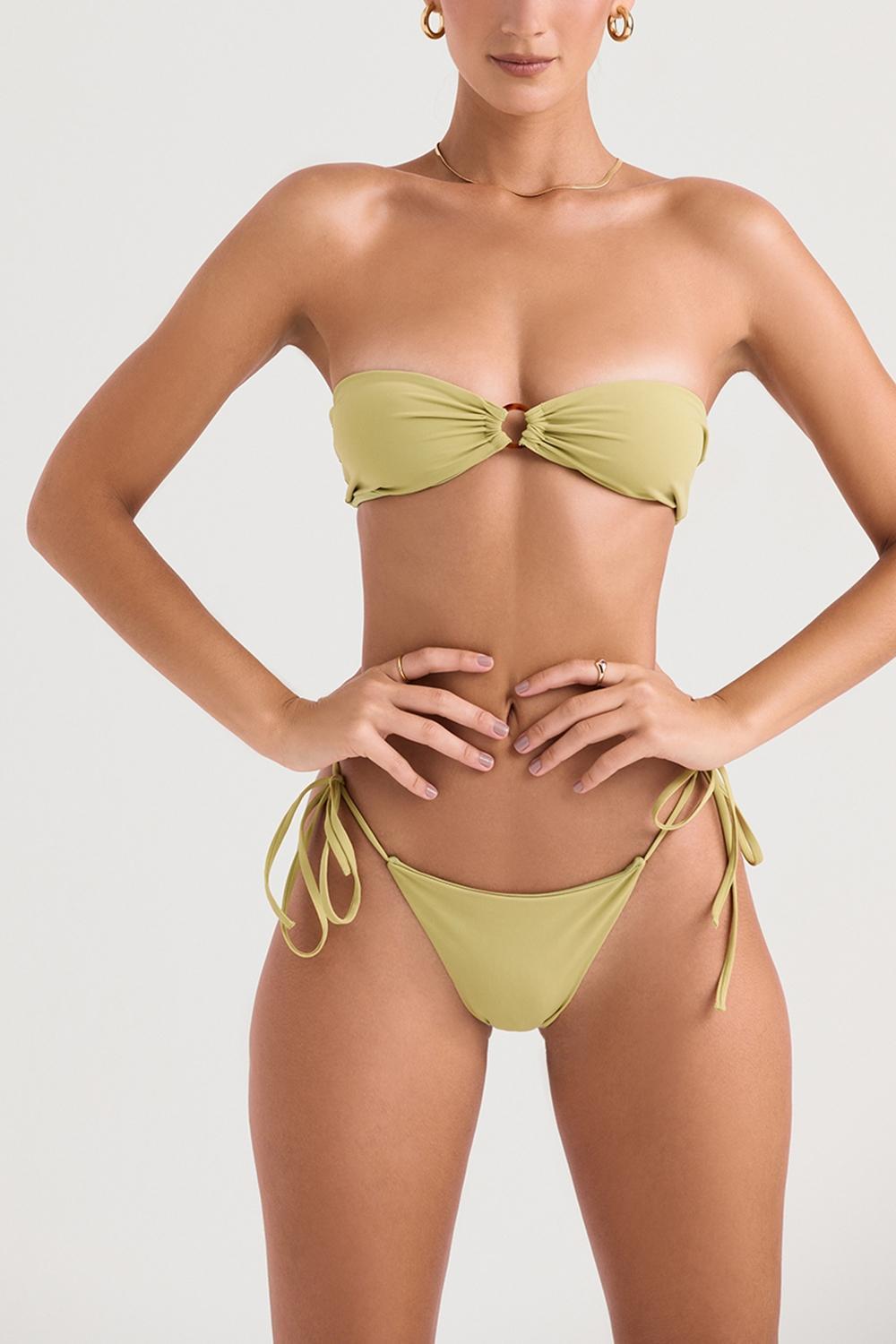 Santorini Olive Tie Side Bikini Bottom Product Image