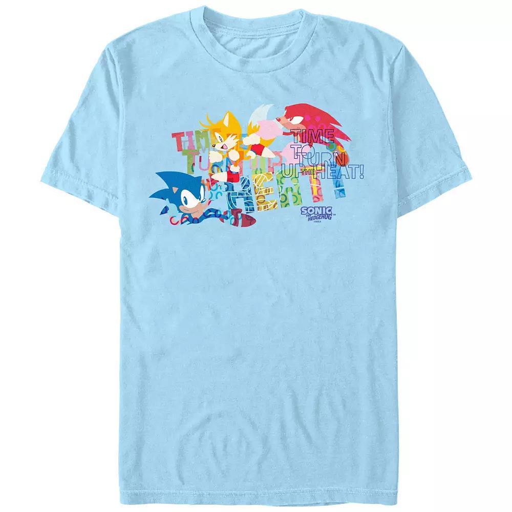 Men's Sonic The Hedgehog Time To Turn Up The Heat Graphic Tee, Size: Large, Light Blue Product Image