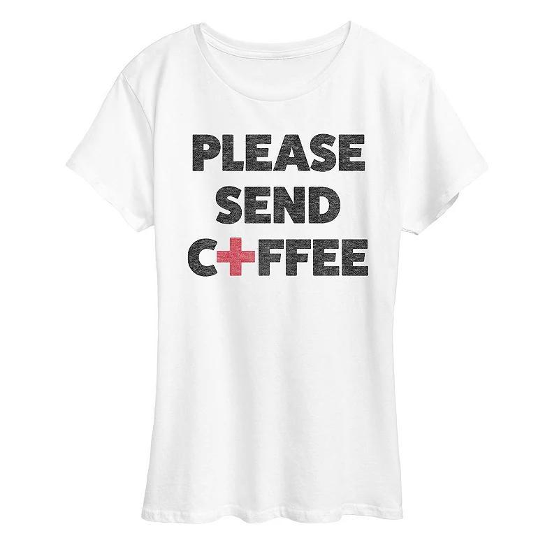 Women's Please Send Coffee Graphic Tee, Size: XL, Grey Gray Product Image