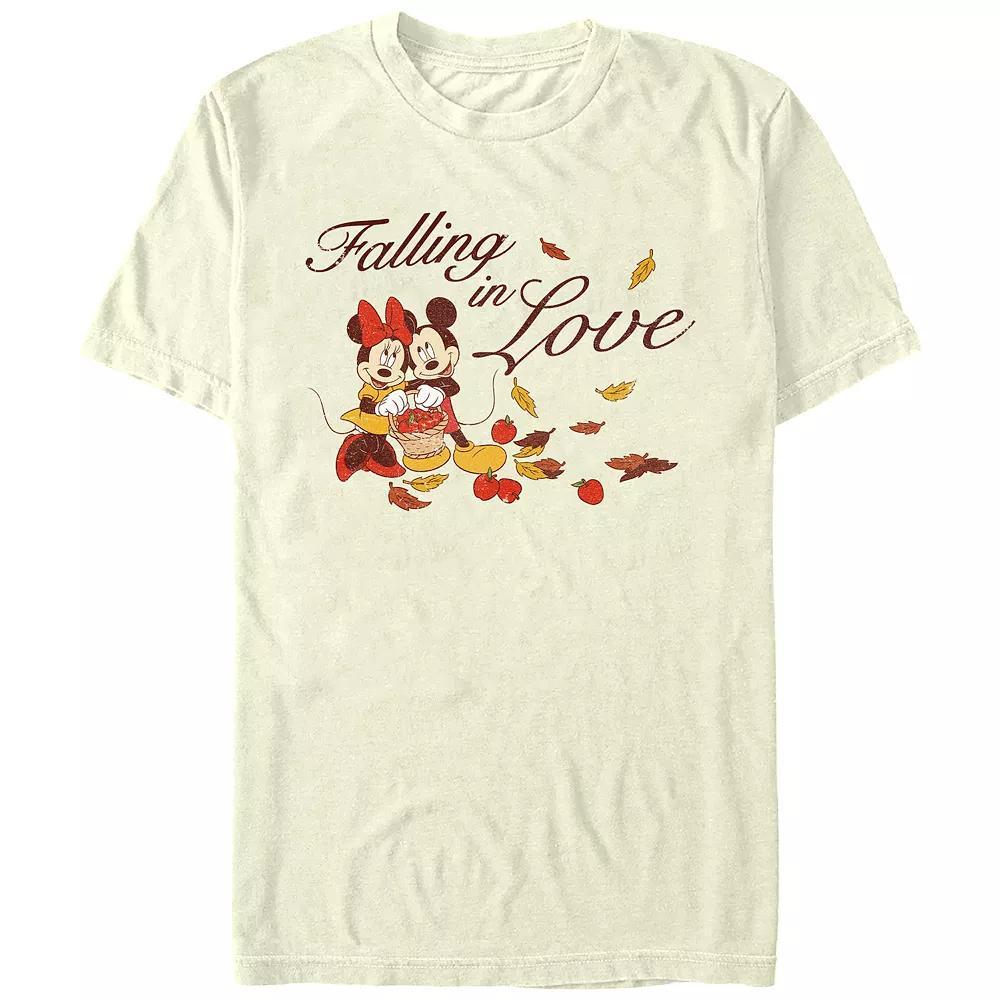 Disney's Mickey Mouse And Minnie Falling In Love Men's Graphic Tee, Size: Medium, Natural Product Image