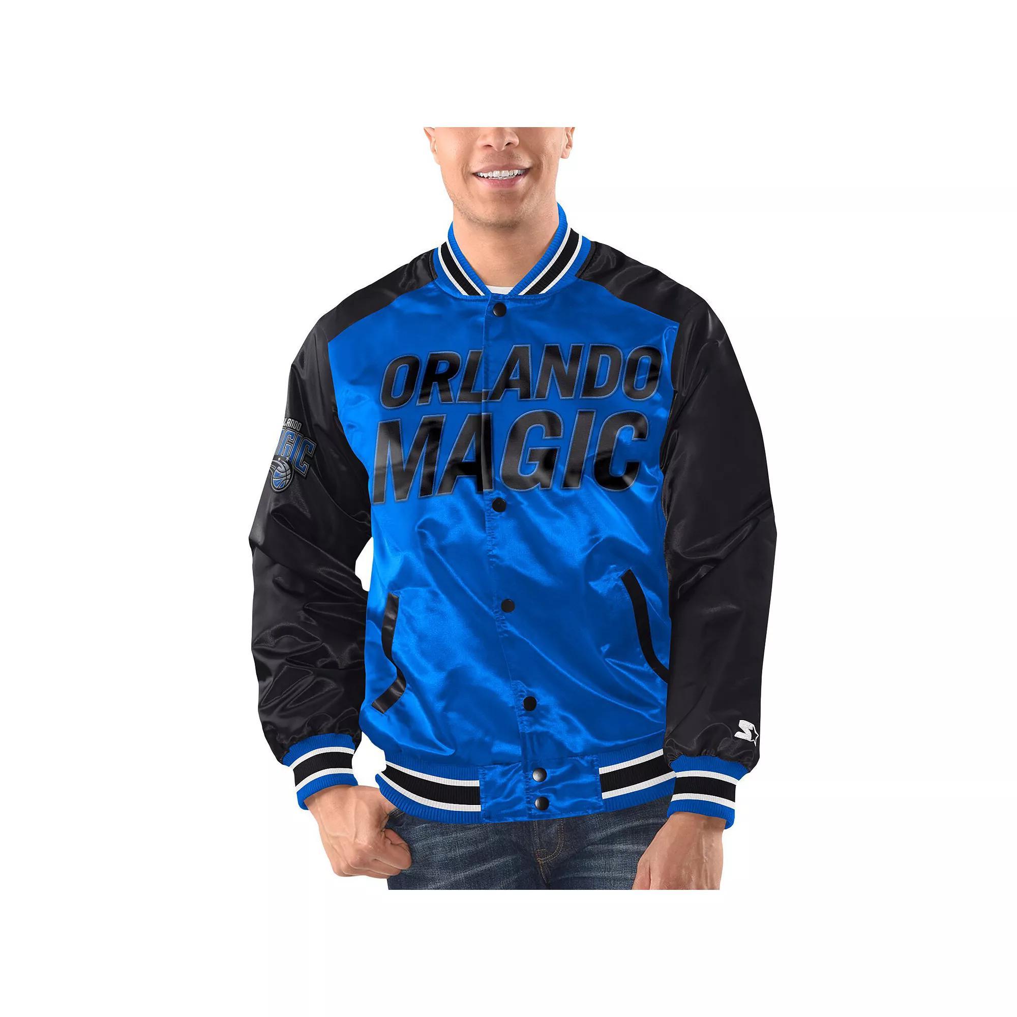 Men's Starter Blue/Black Orlando Magic Renegade Satin Full-Snap Varsity Jacket, Size: 2XL, Mag Blue Product Image