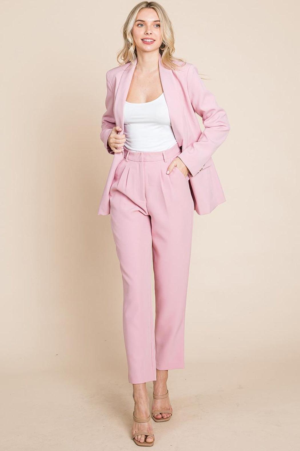 Single Breasted Blazer & High Waisted Pants Set Product Image