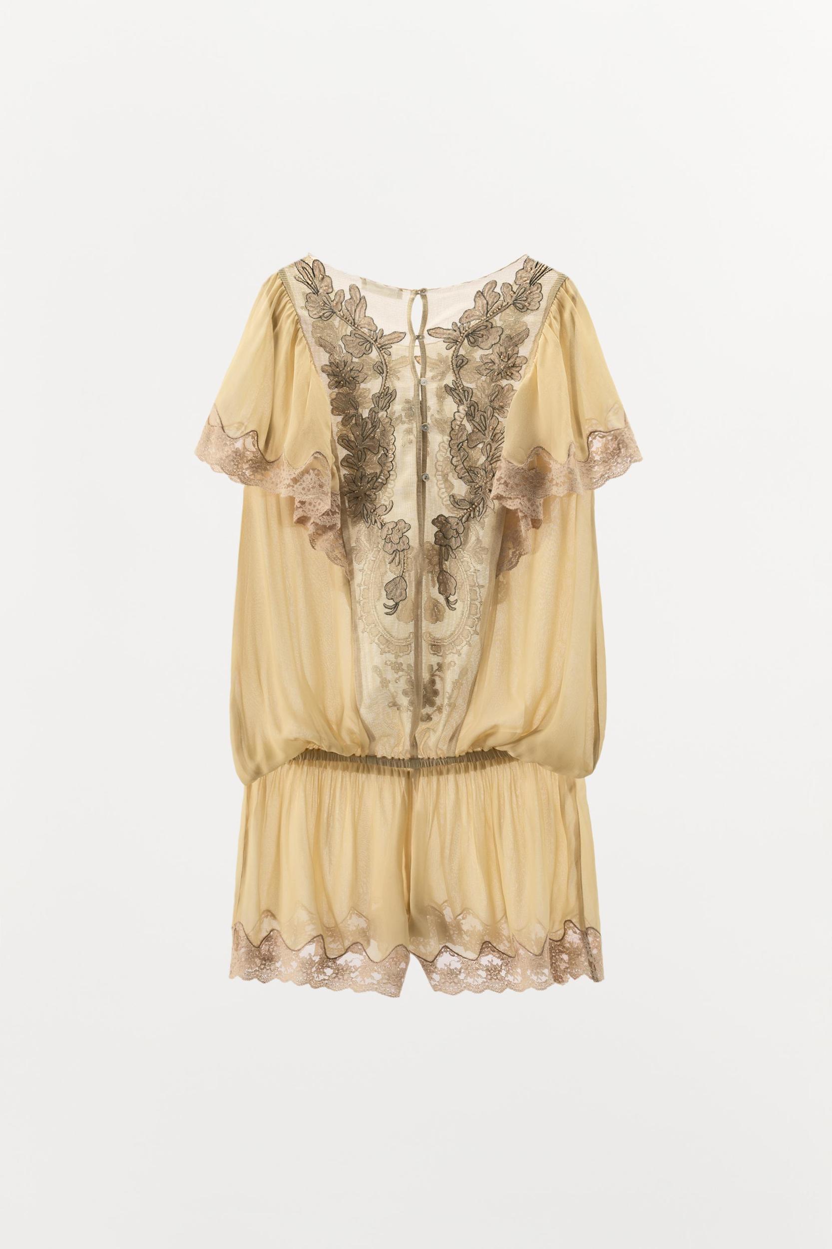 TULLE JUMPSUIT WITH EMBROIDERY AND BEADS Product Image