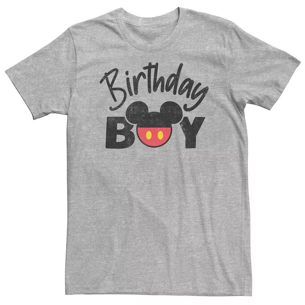 Big & Tall Disney Mickey & Friends Birthday Boy Mickey Logo Tee, Men's, Size: 4XL, Athletic Grey Product Image