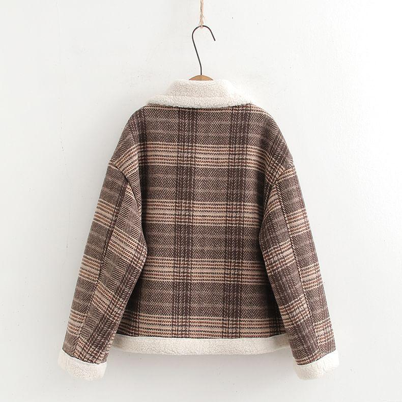 Collared Plaid Buckled Coat Product Image