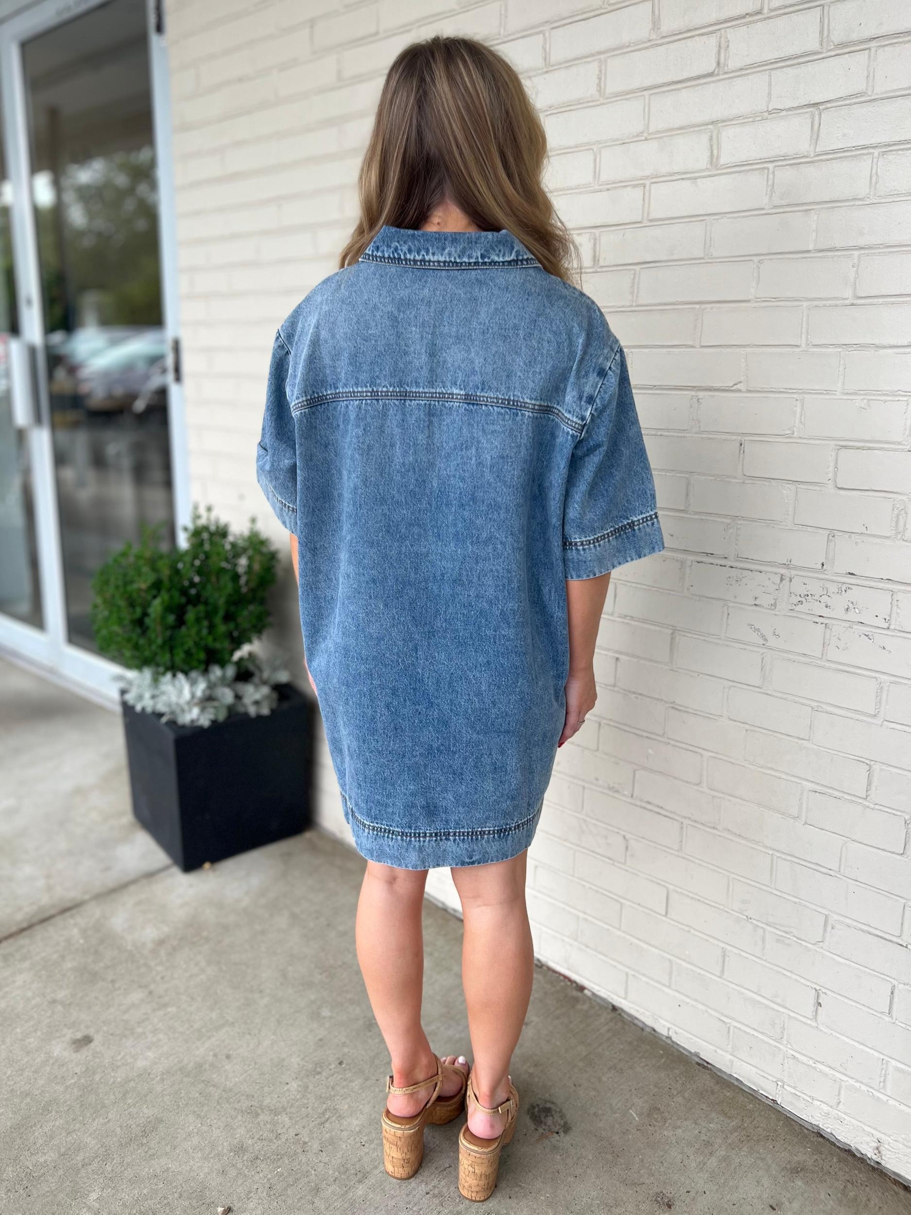 Blair Denim Short Sleeve Mini Dress Product Image